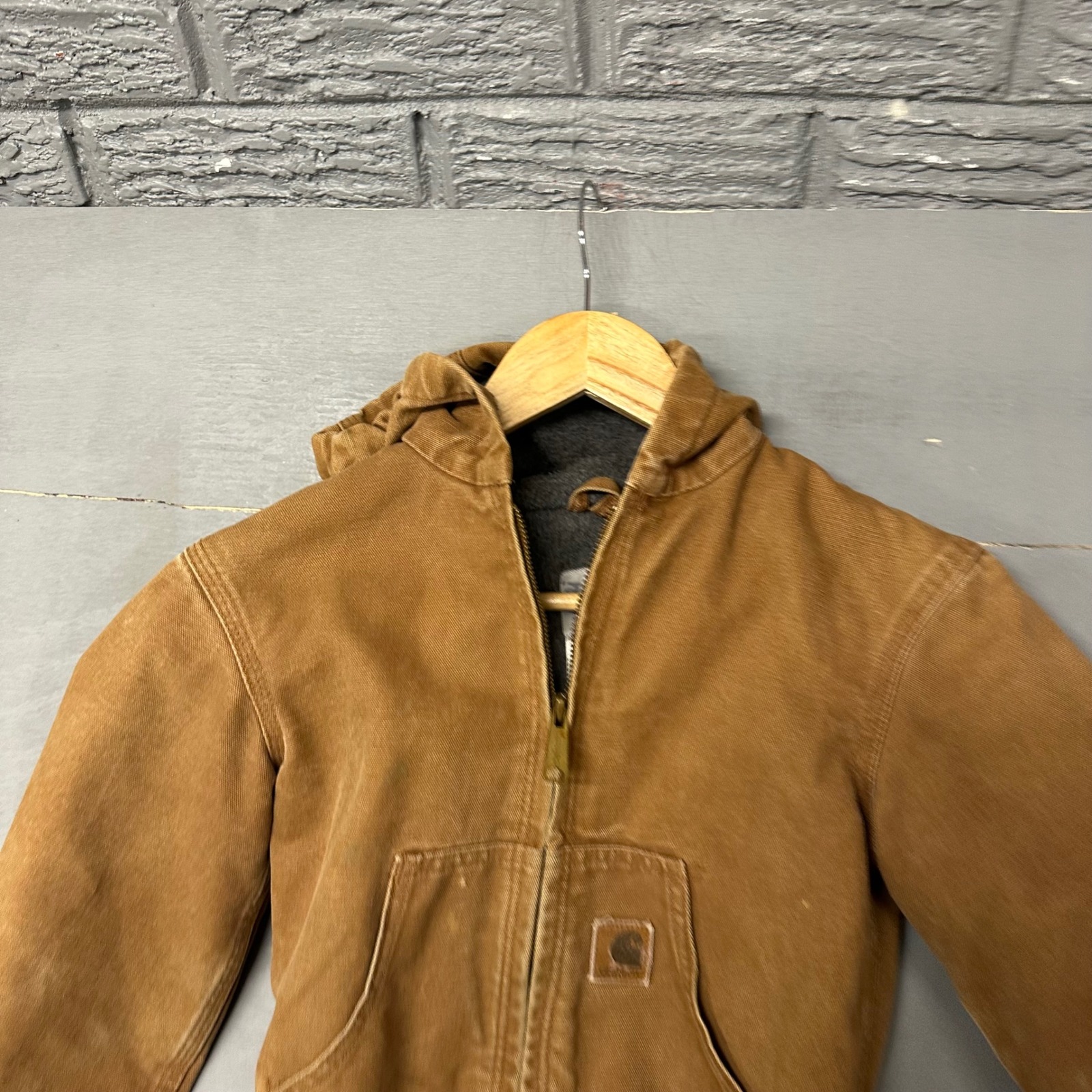 Carhartt Kids Brown Duck Canvas Hooded Active Jacket Yj159 Brn Small 6/7